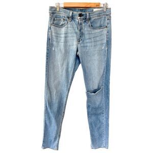 Rag & Bone Medium Wash Standard Issue Fit 1 Skinny Leg Distressed Denim Jeans 32
